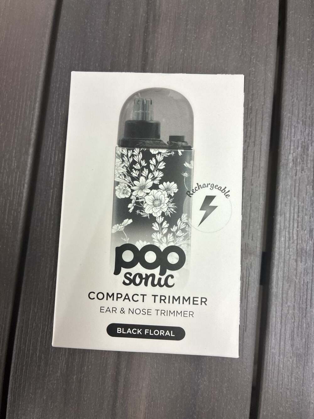 Pop Sonic Compact Ear & Nose Trimmer, Black Floral Pattern